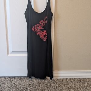 Black Dress with Red Dragon Design
